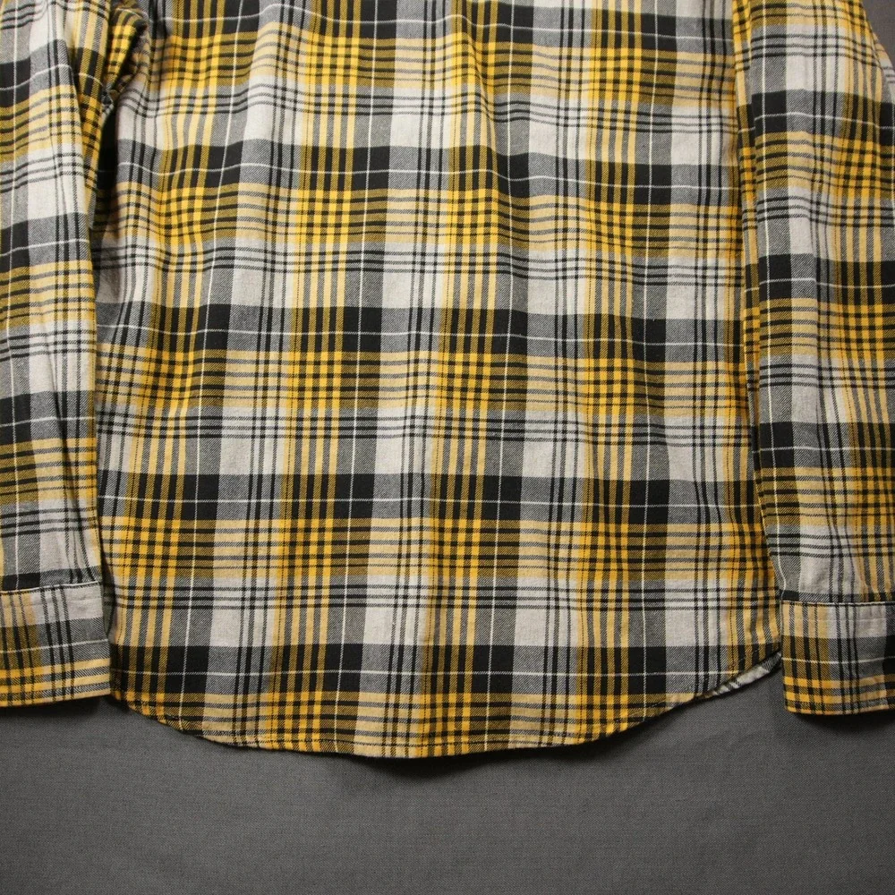 Levi's Plaid Snap Front Western Flannel Cowboy Men Shirt L Black Yellow Skate